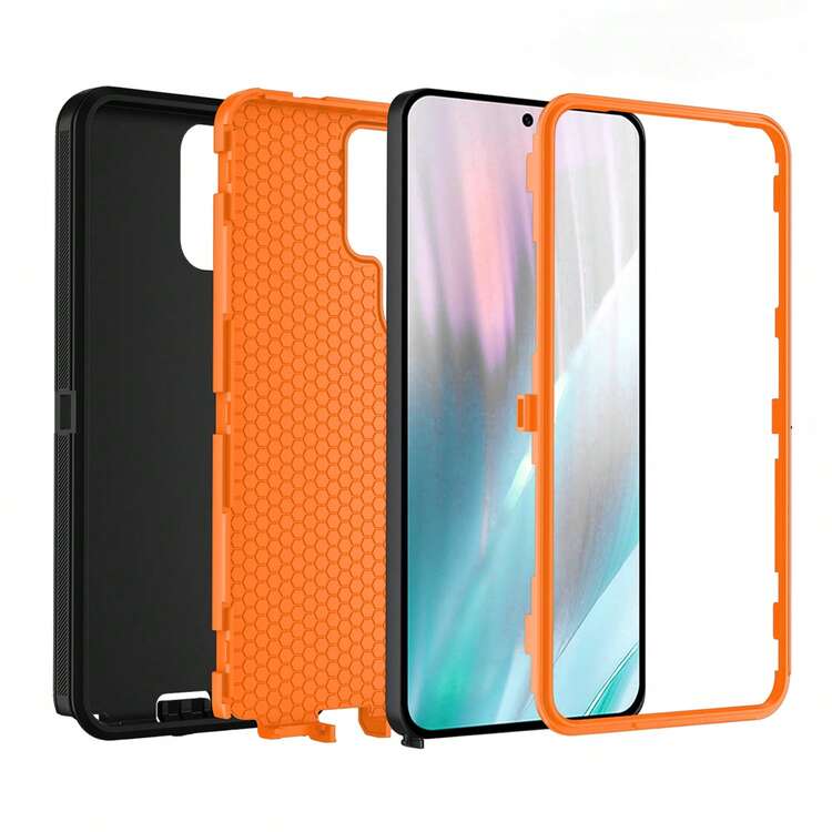 Shockproof, Anti-Scratch, Full-Body Protective Phone Case, Durable 3-In-1 Protective Cover For IPhone, Galaxy, HONOR And Other Smartphones - Black Orange - View 68