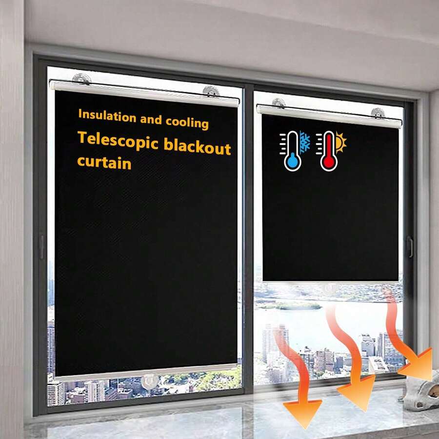 2pcs Easy Install Retractable Sunshade, Suitable For Doors, Windows And Car Windows, Heat Insulation And UV Protection, Classic Home Decor Style, Suitable For Homeowners And Car Owners, All Season Use, Great Gift For Housewarming, Black Sunshade, Suction Cup Installation, No Drilling Required, Convenient To Use, Suitable For Car And Home Window Heat Insulation And Sun Protection, Freely Stretchable, PVC Material, Modern Style, Suitable For Bedroom And Other Rooms