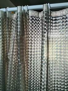 3D Crystal Clear Plastic Shower Curtain 180*180cm Thin Lightweight Ice Cube Plastic Bathroom Shower Display Inner Curtain With Plastic Grommet Holes - Grey - View 4
