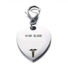 1pc Diabetes Medical Alert Heart Pendant Stainless Steel Lobster Claw Keychain, For Emergency Identification - Multicolor - View 20