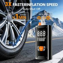 1 PC Car Tire Inflator Portable Air Compressor, 3X Faster 150 PSI Automatic Air Pump, Rechargeable Design, Auto Stop, Pressure Gauge Display, LED Light, Car Accessories For Motorcycle, Bike, Ball - Wireless - View 3