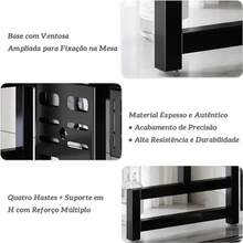 Sing-e Escorredor de Louça Suspenso sobre a Pia – Sem Ocupar Bancada, Ajustável 65-105cm, 2 Andares com Portas para Talheres e Pratos - Preto - Visão 7