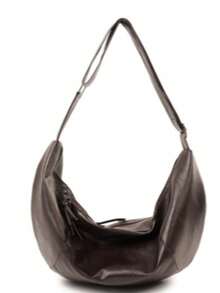 Large Capacity Soft Leather Hobo Crossbody Bag, Solid Black Irregular Shape Toggle Fastener Shoulder Bag, Multi Storage Pockets, Fits Books Tablet - Multicolor - View 11