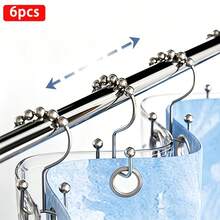 6pcs Rust-Proof Metal Shower Curtain Rings, Sliding Shower Hooks For Bathroom Shower Rod And Curtains - Shower Curtain Rings - View 4