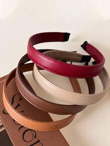 1pc New Vintage Elegant PU Leather Headband Hair Hoop Hair Clip Hair Accessory For Women - Multicolor - View 2