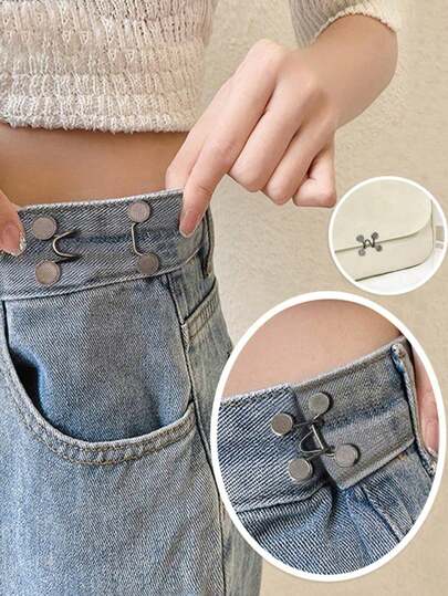2 Sets Cute Daisy Waist Tightening Buckle Pins, Suitable For Jeans, Skirts, Pants, Collar Buttons, Brooches, Unisex, High-Quality Metal, Durable, Fashionable Detachable Pants Clips, Bag Accessories, Suitable For Girls, Students, Gift For Mom