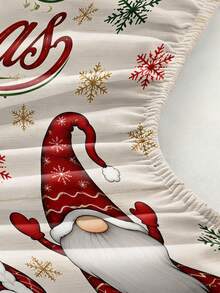 3PCS Winter Christmas Gnome Theme Atmosphere Bedding Set, (1PC Fitted Sheet + 2pcs Pillowcases, No Pillow Inserts,) Polyester Digital Print, Cartoon Gnome Christmas Pattern, Cartoon Cozy Christmas Non-Slip Bedding Set, Machine Washable, Bedroom Holiday Home Textile - Multi-color 1 - View 8