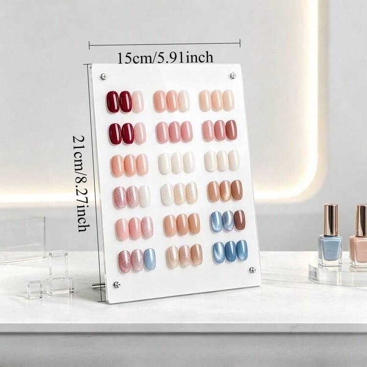 1pc Desktop Nail Art Display Stand, Nail Color Card Display Workstation, Salon Nail Art Photography Prop Background Board, Large Capacity Fake Nail Sample Storage Rack - Multicolor - View 10