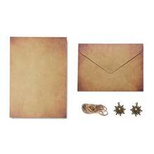 Vintage Stationery Paper And Envelope Set - 24 Sheets Classic Aged Style Letter Paper Stationery Set For Writing Letters And Invitations, With 12 Old-Style Kraft Paper Envelopes, Rope Decor Accessories And Pendants - A - View 12