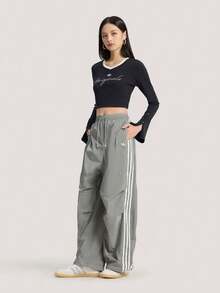 Adidas Originals Women's P TEE LS Long Sleeve Knit Collarless T-Shirt TKS2381 - Black - View 6