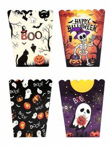 10/20/50Pcs Halloween Party Popcorn Boxes, Ghost Pumpkin Skull Bat Pattern Snack Containers, Disposable Candy Treat Boxes For Halloween Celebration, Trick Or Treat, Movie Night Party Decorations And Event Supplies - View 6