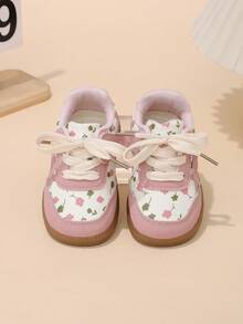 2026 Spring/Autumn New Girls' Sports Shoes, Sweet Floral Heart Hook And Loop Soft Sole Baby Shoes, Children's Training Shoes - Pink - View 3