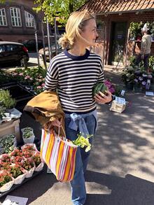Casual Fall Clothes For Women Fashionable Crew Neck Color Block Striped Long Sleeve Knit Pullover - Royal Blue - View 7