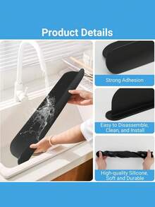Silicone Sink Splash Guard, Kitchen Sink Basin Splash Guard, Countertop Water Barrier, Laboratory Sink, Vegetable Basin, Dishwasher, Restaurant, Bathroom, RV Waterproof Cover, Kitchen Essentials, Bathroom Accessories, Home Essentials - A - View 10