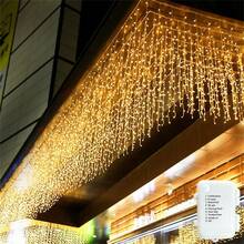8 Lighting Modes Battery Powered Icicle Lights Curtain Lights, Starry String Lights, Outdoor Engineering Mall Wedding Decoration Lights, Outdoor Atmosphere Lights, Indoor Curtain Lights Christmas Decoration Holiday Lights, Holiday Lighting, Waterfall Lights Yard Decoration, Outdoor Decoration, Garden Fence Railing Decoration, Room Bedroom Hallway Living Room Eaves Decoration String Lights, Wedding Party Decoration - 8-function Battery-powered Fairy Lights - View 3