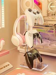 1pc 3-In-1 Universal Game Controller Holder And Headphone Stand, Can Hold 2 Game Controllers And 1 Headphone Simultaneously, Saves Desk Space, Headphone Storage Rack, Suitable For Gamers And Daily Users - Multicolor - View 2