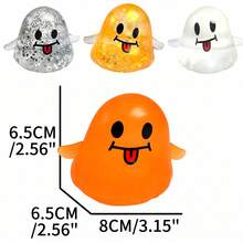 1pc Ghost Face Squeeze Stress Relief Toy, Made Of Soft And Stretchable TPR Material, Halloween Theme Design, Fun Prank Hand Toy For Stress Relief, Suitable For Adults And Children, Party Gift, Halloween Gift, Squishy Toy - Multicolor - View 2
