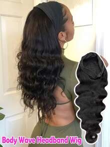 Uveous 24 Inch 200% Density Body Wave Headband Human Hair Wig Machine Made Human Hair Wig Ready To Wear Headband Body Wave Remy Human Hair Wigs For Women - Natural Black - View 10