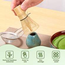 1pc Japanese Ceremony Bamboo Chasen 100 Matcha Green Tea Powder Whisk Tea Brush Kitchen Accessories Tea Tool - Light Yellow - View 5