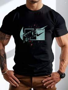 Herren Kurzarm T-Shirt aus reiner Baumwolle, lässig, atmungsaktiv, weich, für den Alltag, Basic Tee - Schwarz - Übersicht 11