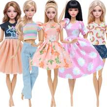 5pcs Set Polyester Fashion Doll Clothes, 11.5 Inch 1:6 Doll Casual Dress Set, Suitable As Children's Day/Birthday Gift (Doll Not Included) - Multicolor - View 12