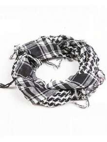 1pc Abaya Accessory, Fashion Classic Desert Plaid Print Square Scarf, Arabic Outdoor Sun Protection Windproof Unisex Tassel Shawl Scarf, Suitable For Daily And Outdoor Wear, Soft Headscarf, Women's Dress Veil - Black - View 3