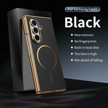 VIETAO Mendukung Pengisian Daya Nirkabel, Desain Elektroplating Magnetik, Casing Ponsel Kompatibel dengan Galaxy Z Fold 8 Ultra 7 6 5 4, Casing Ponsel Berlapis Pola Serat Karbon Kompatibel dengan iPhone Duo - Hitam - View 2