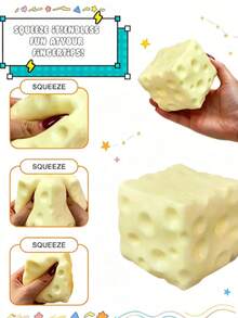 Tachimi 1pc New Giant Cheese Filled Squishy, Square Cheese Ball Squeeze Toy, Realistic Bread Texture, Slow Rebound TPR Shell, Super Stress Relief, Large Slow Rebound Squishy Toy - Multicolor - View 7