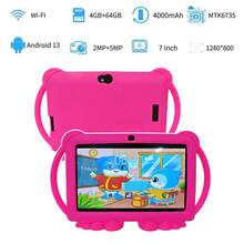 4GB RAM + 64GB ROM / 7-Inch Tablet / Quad-Core 1.3GHz / Android 13 MTK8321 / 1280x800 HD IPS Display / 2MP+5MP Camera / 4000mAh Battery / WiFi, Parental Control, Education, Games / ABS Plastic + Silicone, Educational Tablet - Pink - View 3