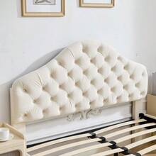 Upholstered Platform Bed Frame In Full Size With Adjustable Headboard, Velvet Single Bed With Wooden Slat Base, No Box Spring Needed, Easy Assembly, 140x200 Cm - 米色 - 查看 11