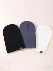 1/2/3 件装男女通用针织帽，冬季翻边针织帽，宽松针织帽，户外针织帽，秋冬男女服装 - 彩色 - 查看 20