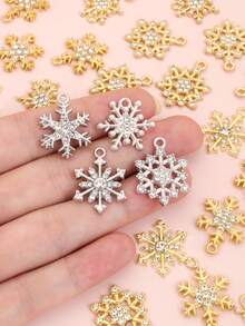 10pcs Exquisite Shiny Snowflake Design Alloy Charms For DIY Temperament Necklace Bracelet Earrings Keychain - Christmas Day, Xmas Tree, New Year Decor - Delicate Snowflakes - View 3