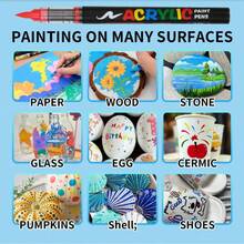 12/24/36 Colors Direct Liquid Acrylic Paint Pens, Soft Tip Acrylic Paint Markers, Suitable For Canvas, Stone, Wood, Glass, Ceramic, Fabric, Etc., DIY Craft Creation - Multicolor - View 5