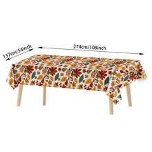 1pc/3pcs Autumn Maple Leaf Theme Disposable Plastic Tablecloth, Full Rich Autumn Leaf Print, Warm Tones Create Autumn Atmosphere, Suitable For Thanksgiving, Autumn Gatherings, Outdoor Dining Table Decor 137*274cm - Multicolor - View 3