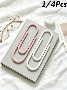 1/4PCS Printing Bookmarks In Dopamine Colors. Stylish Design Lightweight Bookmark. Portablesolid Color Paperclip Bookmark. Durable Reading Bookmark. Clip Shape Book Marks For Students. Bright Colorpage Markers For Office School Supplies. - Multicolor - View 1
