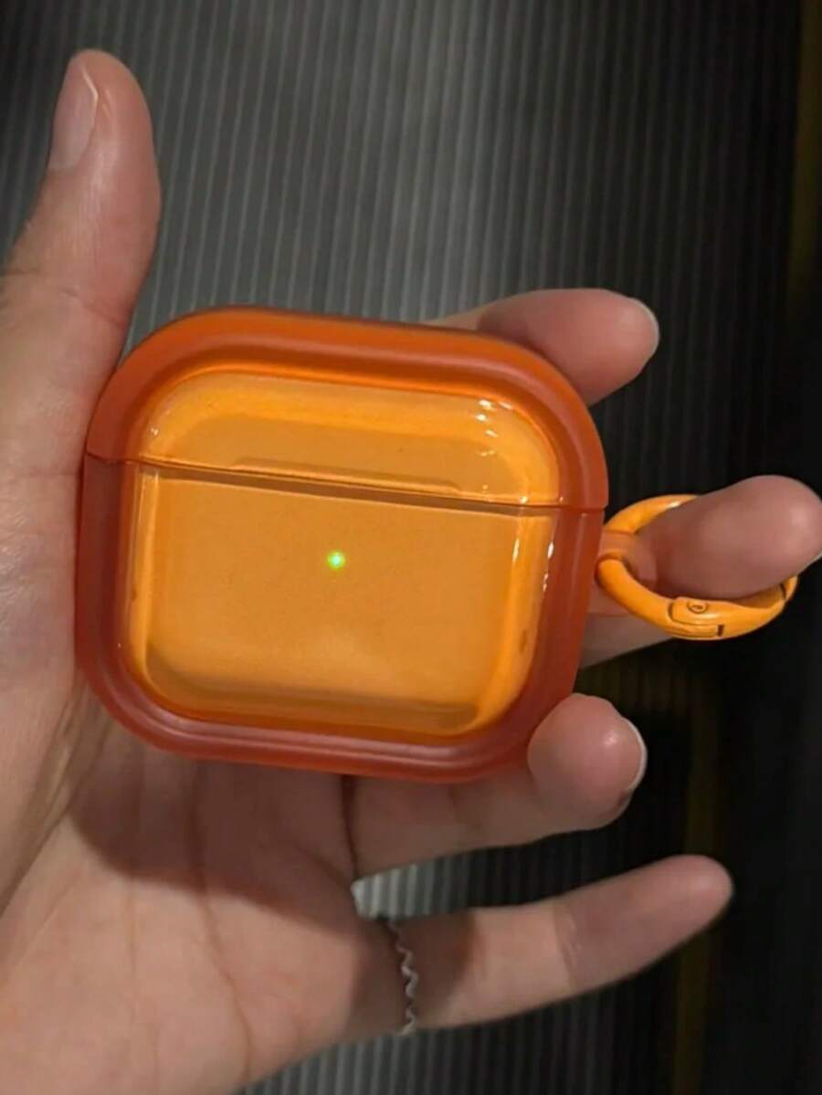 可愛簡約純色耳機保護套,適用於 1 2 3 4 5,軟殼保護殼,相容 Pro 2 Pro 3 - 橘色 - 查看 1