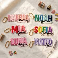 Embroidered Customized Name Keychain, Personalized Rainbow Pendant Gift, Colorful Letter Charm, Children's Backpack Bag Charm, Gift For Her, Rainbow Name Pendant - Embroidered Name Keychain - View 6