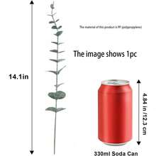 10支 14.96英吋人造綠色尤加利枝，裝飾用尤加利莖含仿真葉片，適用於婚禮花束、居家裝飾、情人節、禮物、生日、畢業典禮（因光線、顯示等原因，實際產品可能存在輕微色差） - 白綠色 - 查看 3