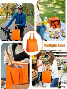 1/10pcs Heavy Duty Insulated Delivery Bags, High Thermal Insulation, With Top Seal And Hanging Hole, Orange, Suitable For Pizza, Coffee, Restaurant, Supermarket, Seafood Transport Food Delivery Supplies, 50pcs Individually Packed, Non-Food Contact - Multicolor - View 4
