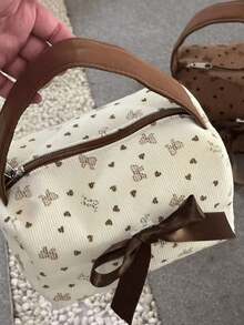 Cute Bowknot Lunch Bag, Women's Handheld Lunch Bag/Storage Bag, Large Opening Zipper, Portable Travel Picnic Bag, Office And School Lunch Bag, Work Lunch Box, Holiday Lunch Box, Multi-Functional Camping Student Lunch Box Casual Bag, Suitable For Work, Picnic, Travel - Multicolor - View 6