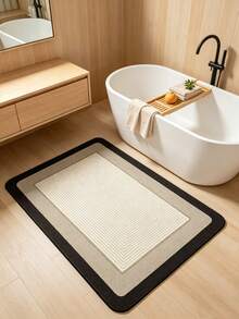 1PC Cream Style Geometric Square Bathroom Mat, Absorbent Bathroom Floor Mat, Anti-Slip And Washable Foot Mat For Shower Door, Bathroom Rug, Door Mat, Small Rug, Carpet, Floor Mat, Home Decor, Area Rug, Outdoor Mat, Home Decor, Area Carpet, Bedroom Carpet, Washable Carpet, Printed Semi-Circular Sun Pattern Door Mat, Fun Machine Washable Rug - Multicolor - View 6