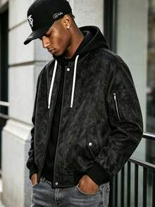Men's Leather Jacket Autumn/Winter Casual Fashion Minimalist Outdoor Hooded Coat - Black - View 1
