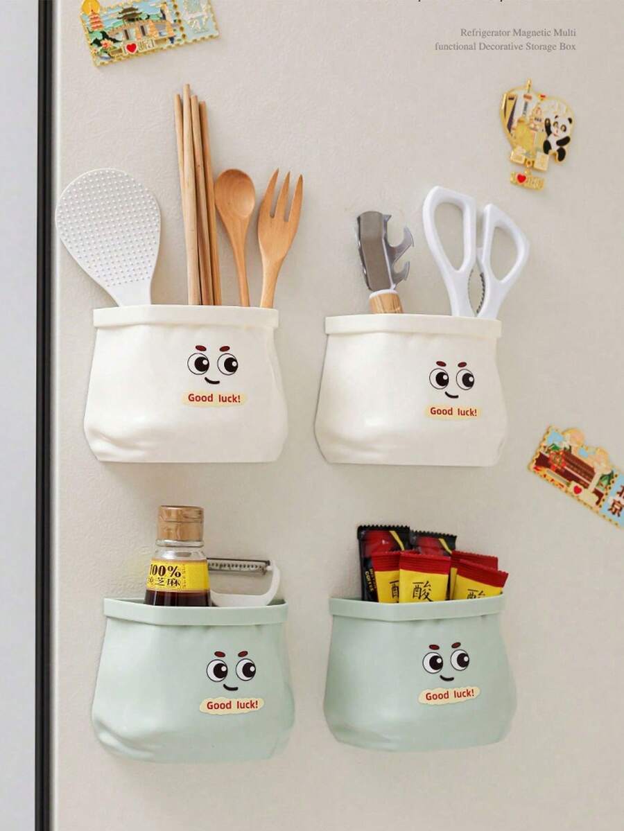 1pc/2pcs Magnetic Storage Box, Can Store Spices, Seasonings, Utensils, Cosmetics And Pens, Space-Saving Modular Design, Suitable For Kitchen, Bathroom, Desktop, Cabinet Door And Storage Cabinet, Ideal For Home, Office, Dorm And RV Use - Multicolor - View 1