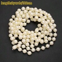 8mm 2Yard Christmas Bead Chain Golden Silvery Xmas Acrylic Pearl Beads Garland Christmas Tree Garland Chain Decorations For Xmas Tree Holiday Wedding DIY Decoration Supplies - Beaded Necklace - View 9