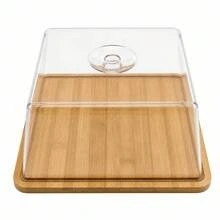 25x25x11.5 cm 木竹方形帶蓋托盤，蛋糕展示蓋，食物儲存盒 - 查看 4