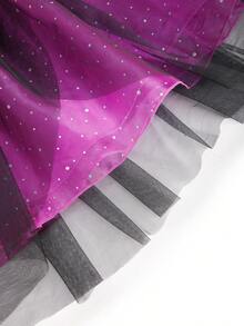 2PCS Black & Purple Halloween Girls Dress, Matching Witch Broom, Suitable For Halloween Party, Carnival Party, Friends Gathering, Birthday Party, Stage Performance And Other Large Holiday Events - Purple - View 6
