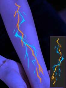 STARTTOOS 4PCS Glow-In-The-Dark 3-Color Lightning Butterfly Pattern Fluorescent Decorative Temporary Tattoo Stickers, Waterproof For Arm, Shoulder, Neck, Collarbone, EDM Festival, Halloween DIY Party Gift - Multicolor - View 5