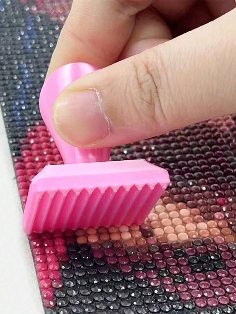 1套 3D列印鑽石畫滾輪與可拆卸人體工學鑽石刷，省力鑽石畫工具，多色方形與圓形鑽石工具，鑽石畫十字繡手工材料套件
