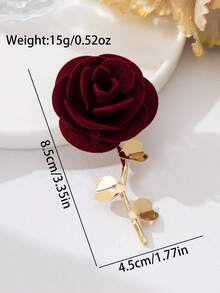 1pc Elegant French Romantic Rose Brooch, Suitable For Women's Dating, Party, Ball, Valentine's Day, Family Gathering, Wedding Gift - Red - View 3
