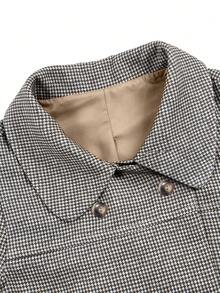 SAOYANGYU Women's Plaid Woven Fabric Button Pocket Top, Home, College, Beach, Autumn/Winter, 295g - Khaki - View 9